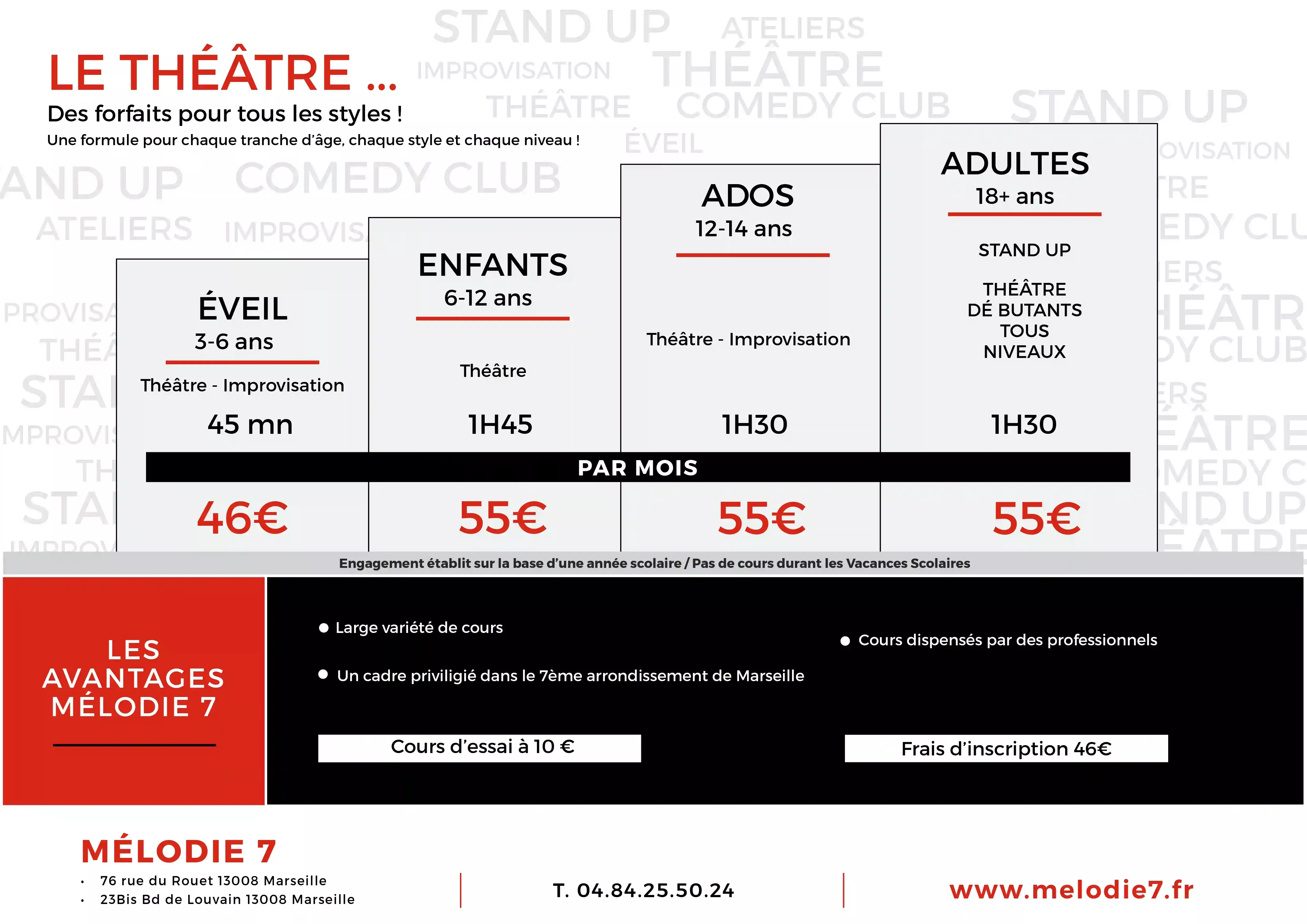 Tarification cours bien-être