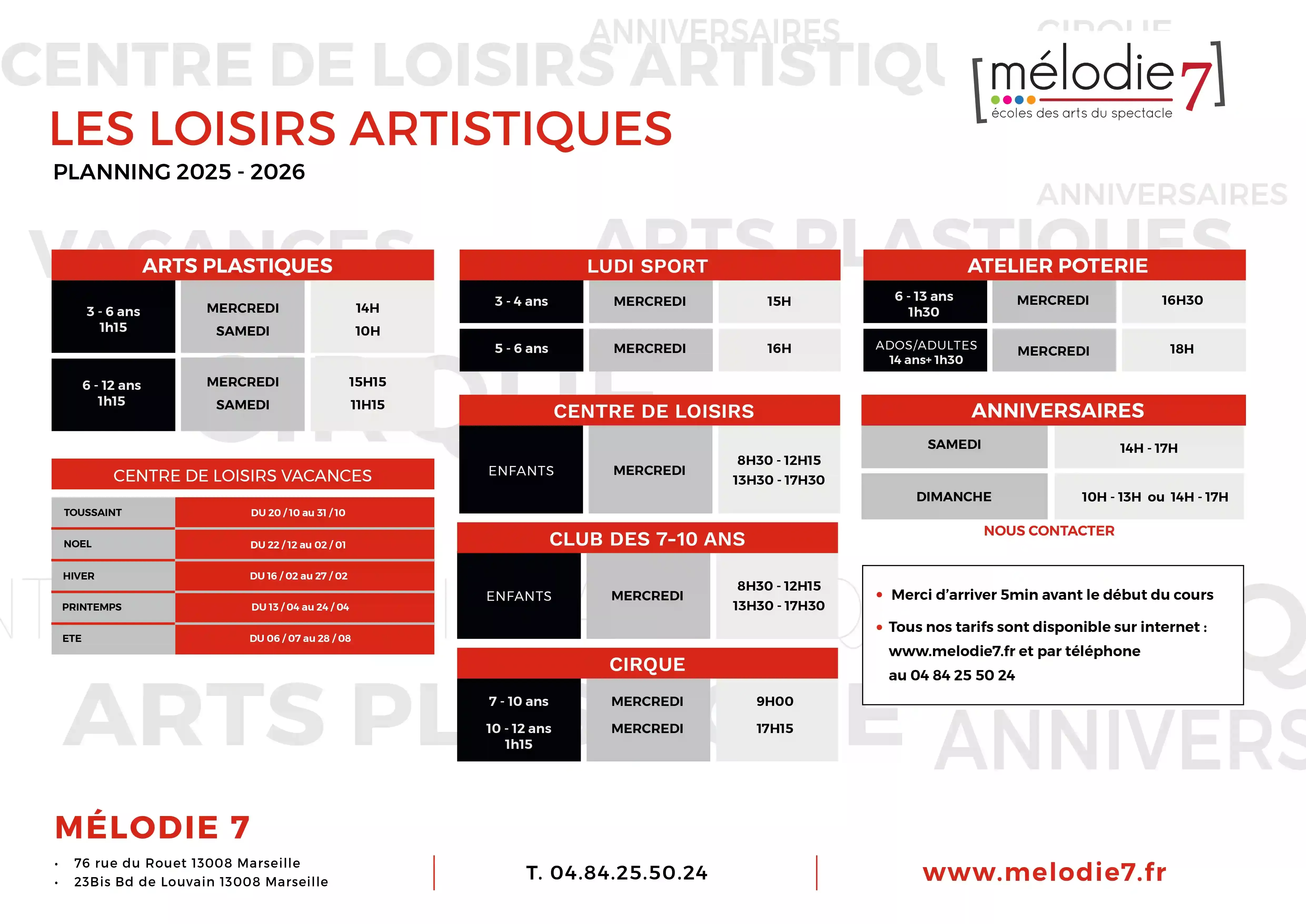 Tarification cours bien-être
